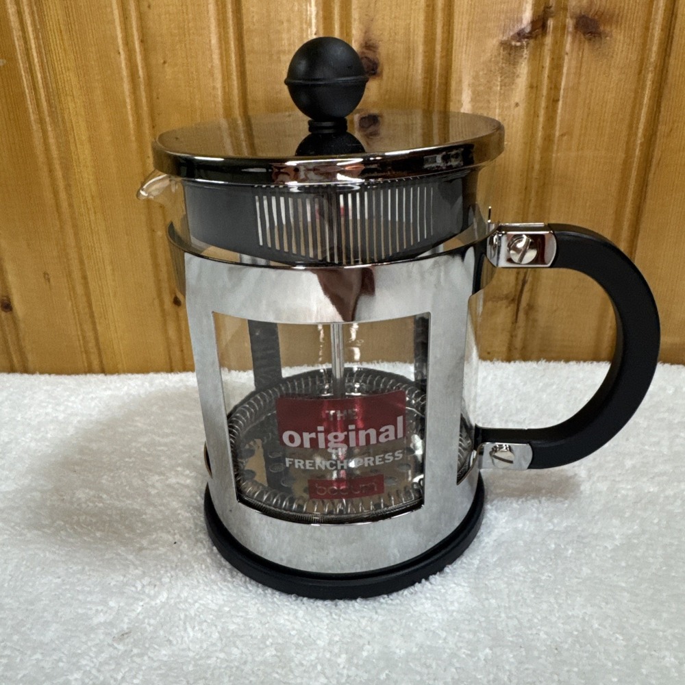 Bodum The Original French Press 3 Cup Coffee Maker Glass and Chrome EUC!!